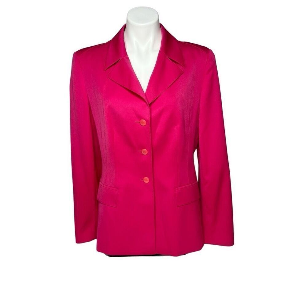 Escada hot pink wool 3 button blazer size 42 (L)